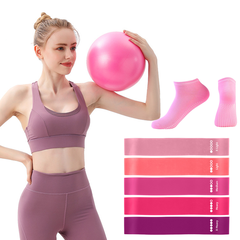 Pilates Yoga Ball Workout - 필라테스 볼 저항 밴드 그립 양말