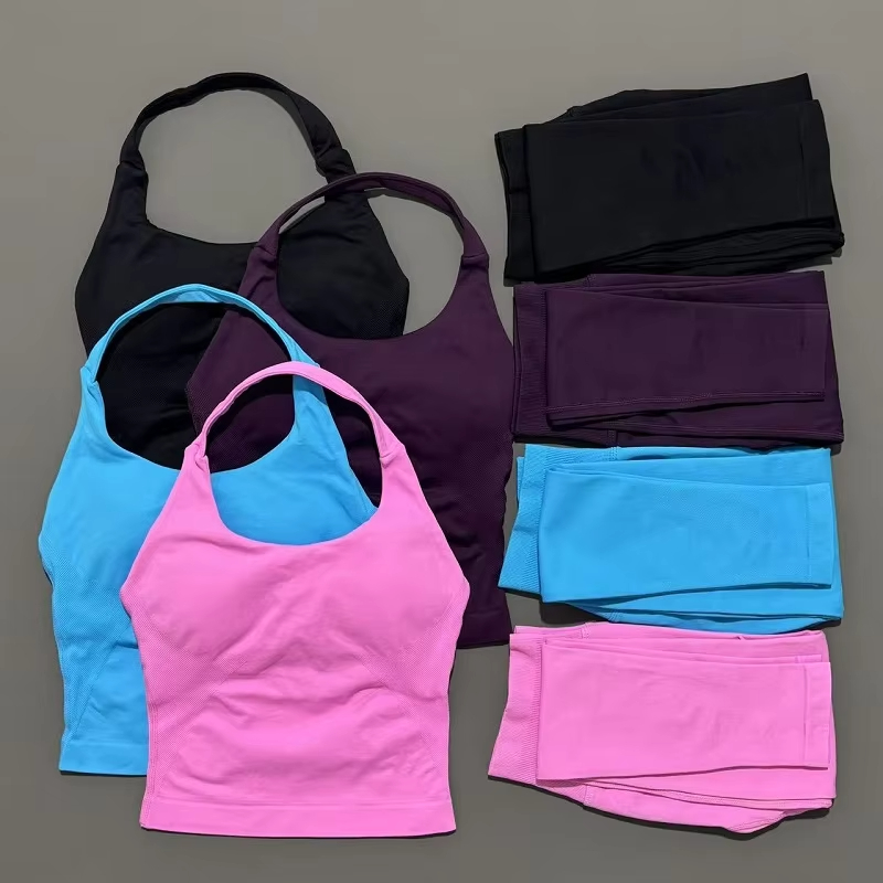 Pilates Yoga Outfit - 2피스 여성용 스포츠웨어 요가 세트 짐웨어