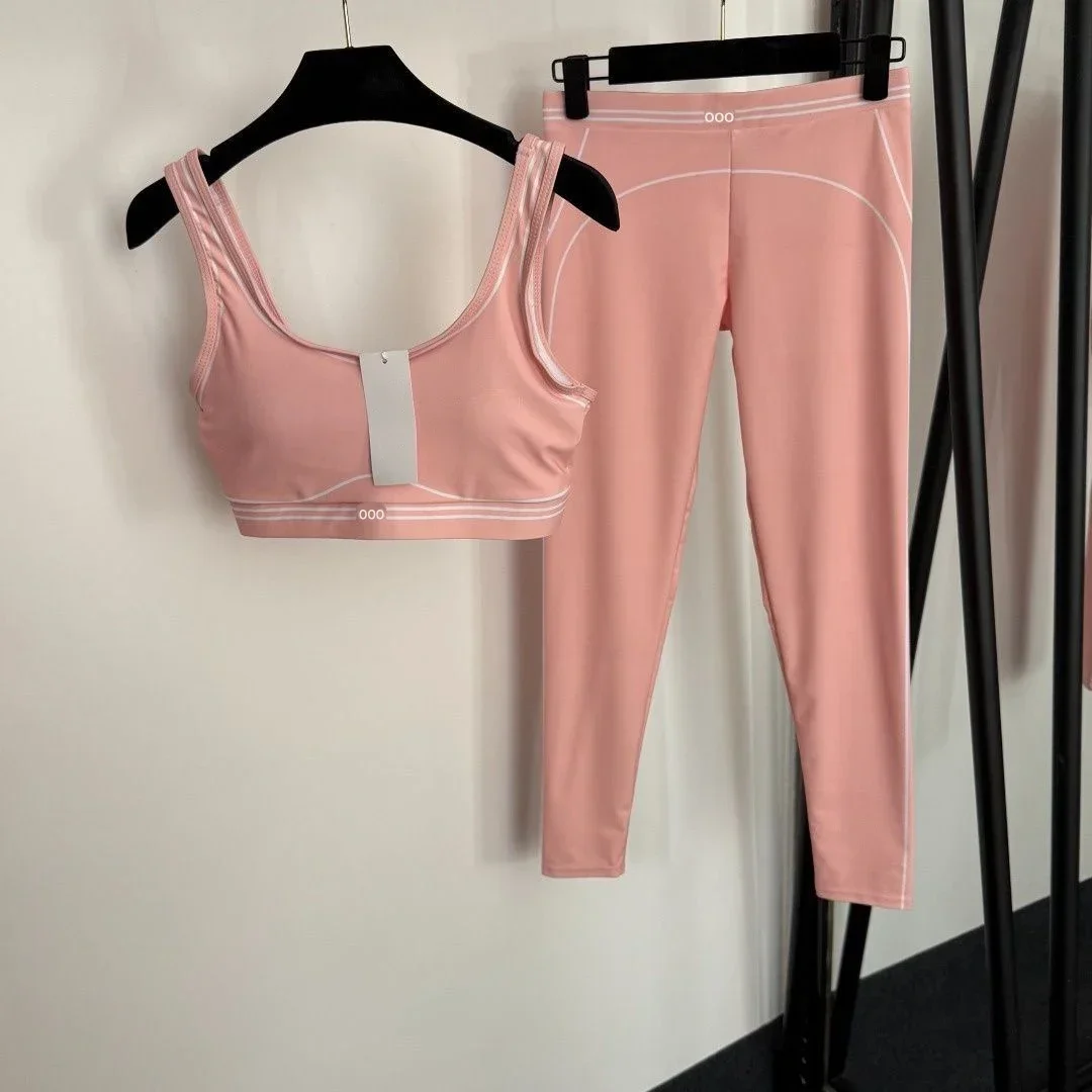 Pilates Yoga Outfit - 탱크탑과 바지 투피스 통기성 스트레치 캐주얼