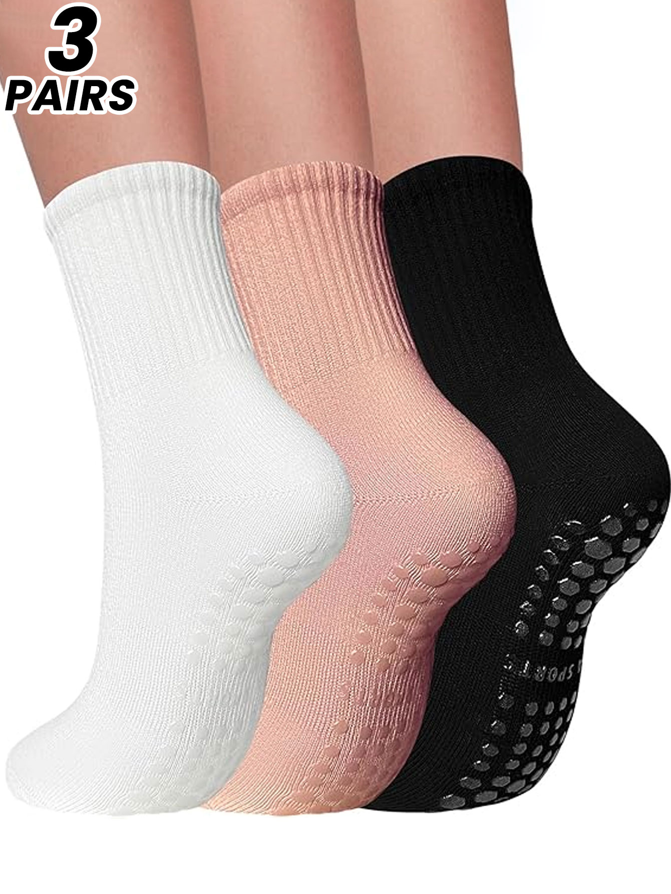 Medias Para Pilates Y Yoga - 여성용 전문 요가 양말 3켤레, 실내