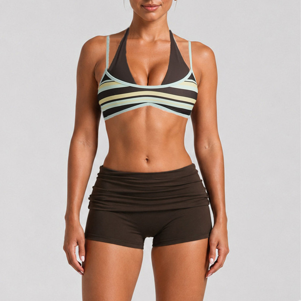 패드 여성용 블록 도트 홀터 더블 스트랩 요가 브라 스 - Pilates Yoga Outfit 리뷰 및 가격